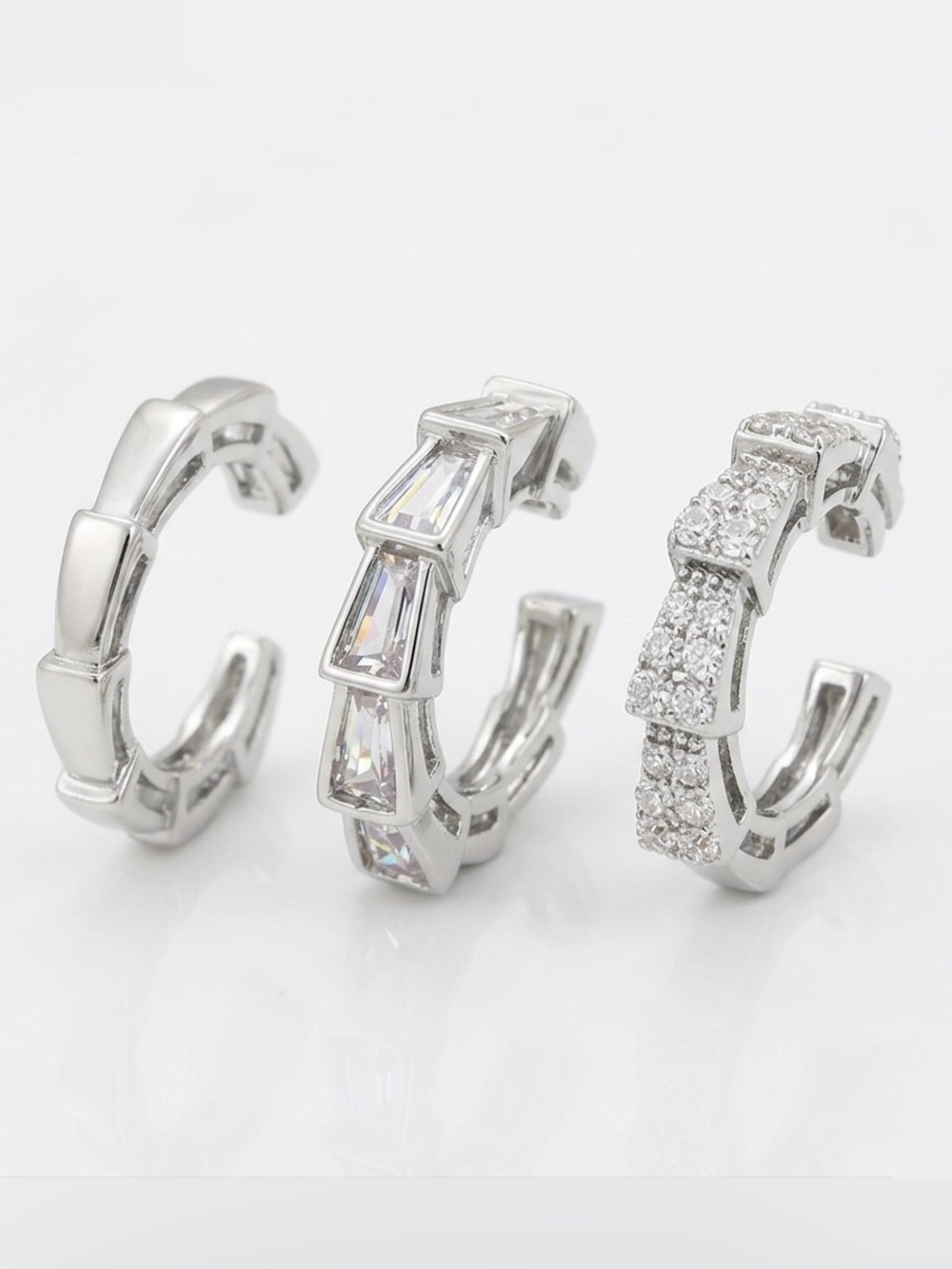 Snake Ear Cuff Platinum Plated Adjustable Silver Tone Water Resistant